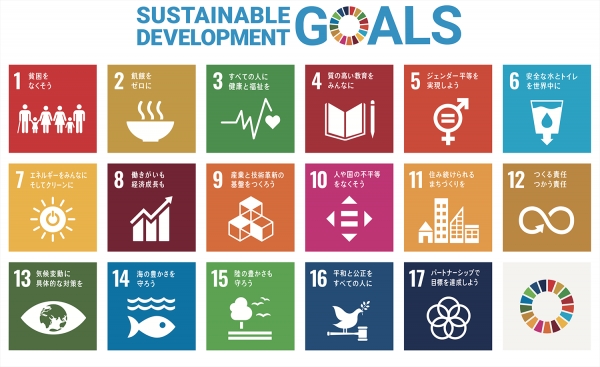 国連が2015年に発表した『持続可能な開発目標（SDGs）』。これもまた、社会的価値の実現を目標としている。国連サイトより引用。